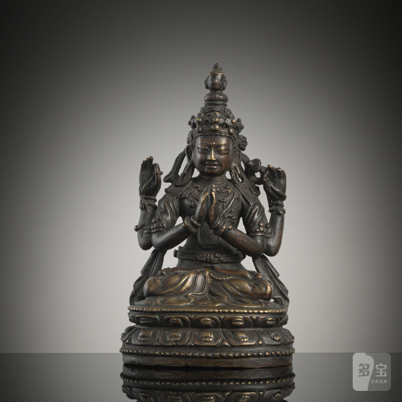 A BRONZE FIGURE OF SADAKSHARILOKESHVARA